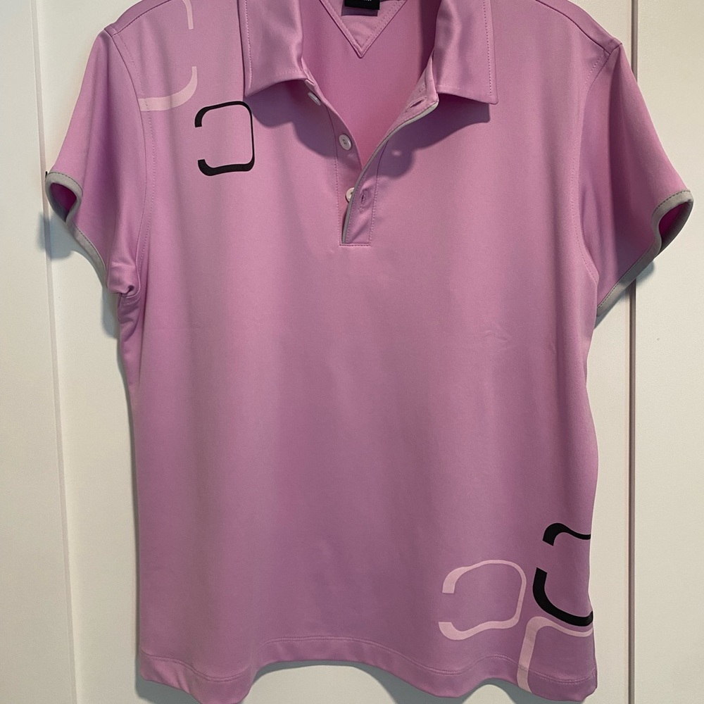 NVO Pink with Gray and Black Womens Short Sleeve Polo, size XL